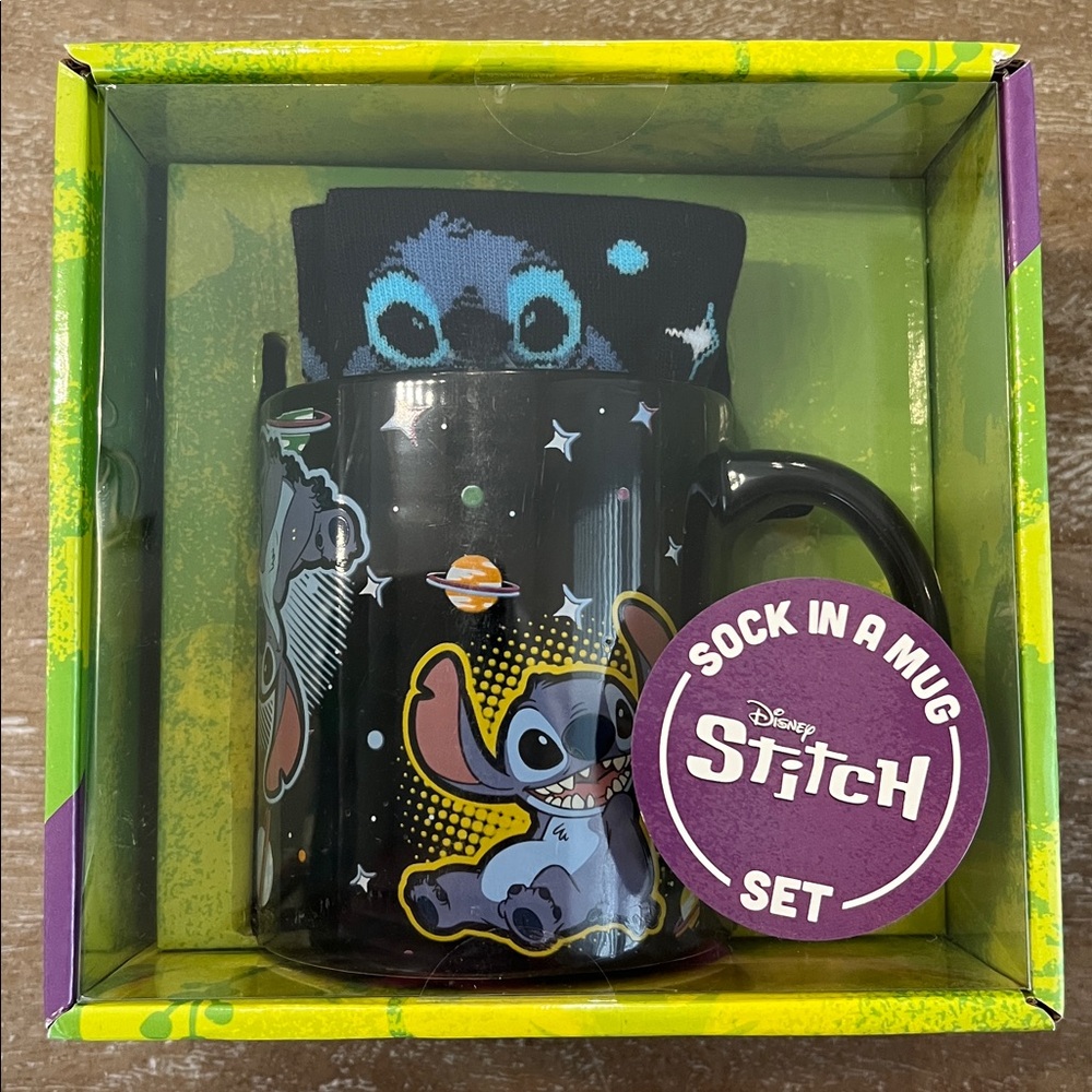 Disney Stitch Space Sock In A Mug Set